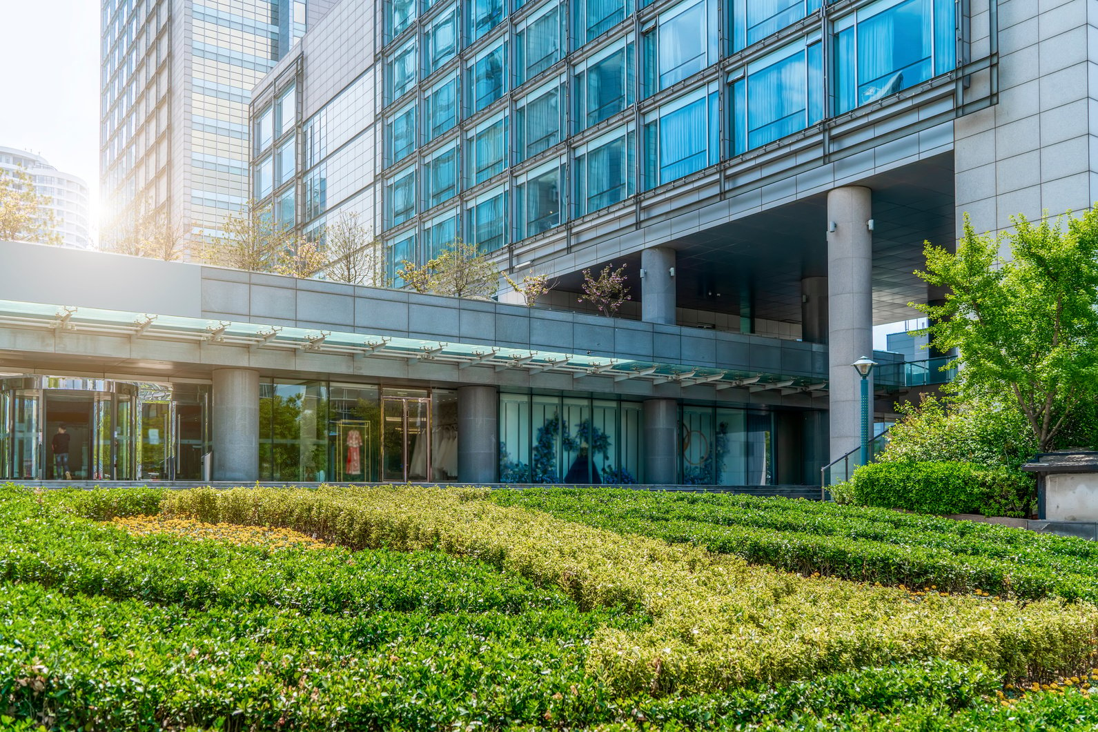 Architectural landscape of commercial building in central town